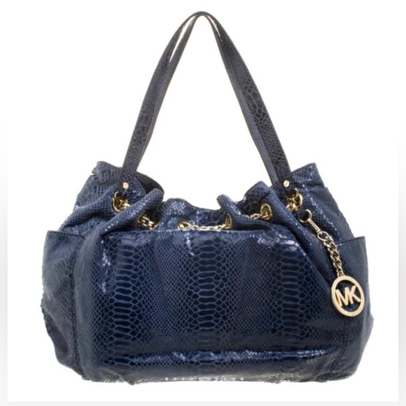 Michael Kors Python Embossed Leather Jet Set Chain Tote with matching wallet. - Picture 1 of 10